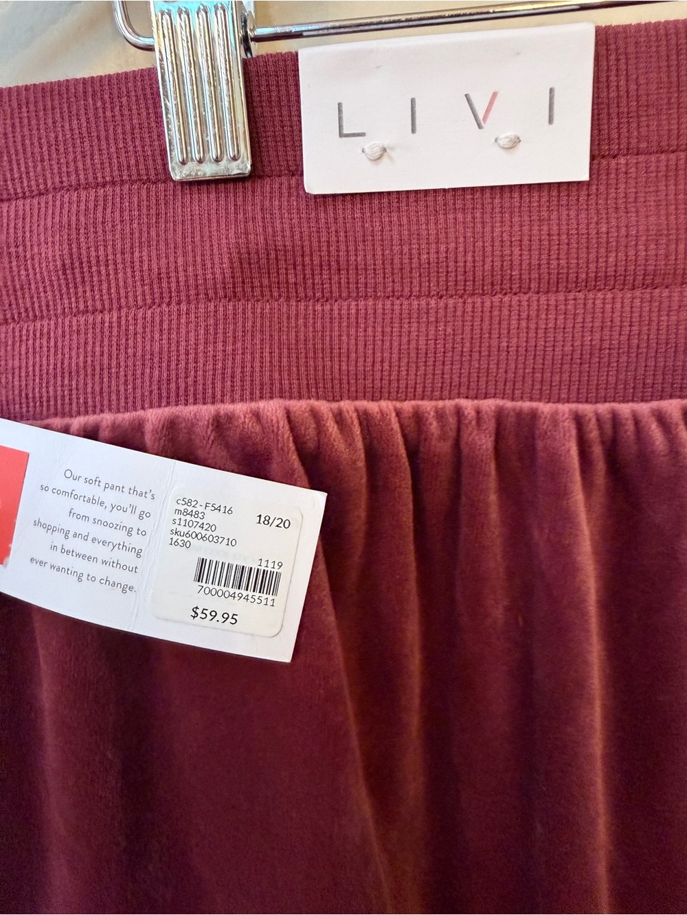 LIVI by Lane Bryant Maroon VELOUR SUIT Jacket Pants Set Plus Size 18/20 NWT - Picture 6 of 7